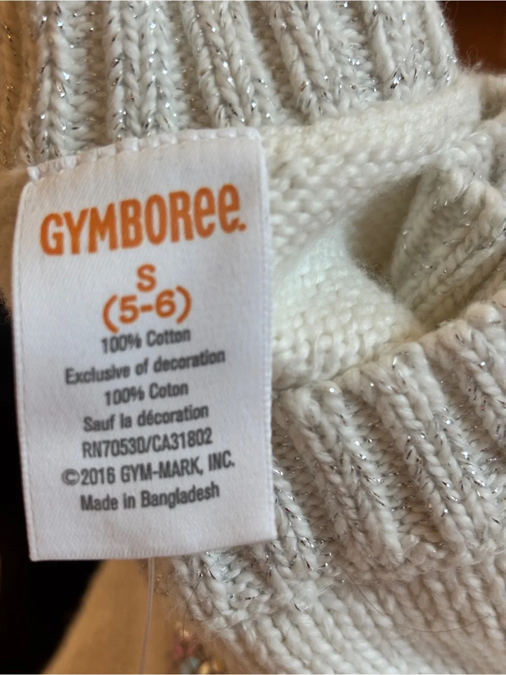Gymboree white Crewneck Sweater with Silver Glitter 
